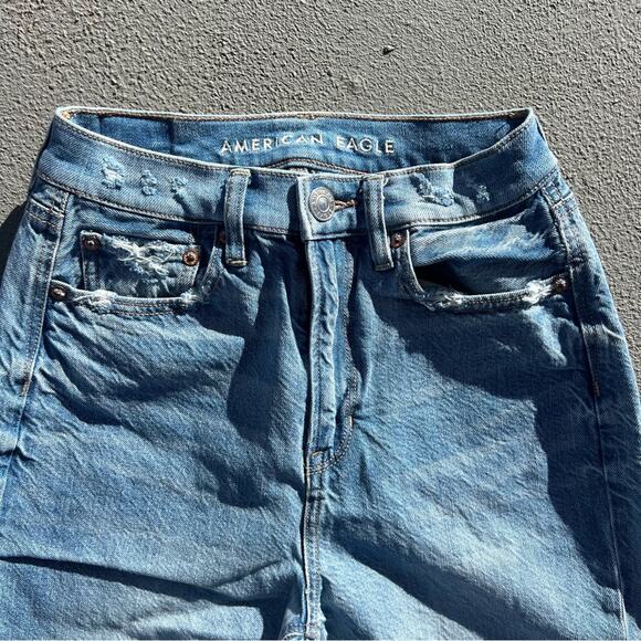 American Eagle Baggy Jean Distressed Light Wash 0 Short - Picture 5 of 8
